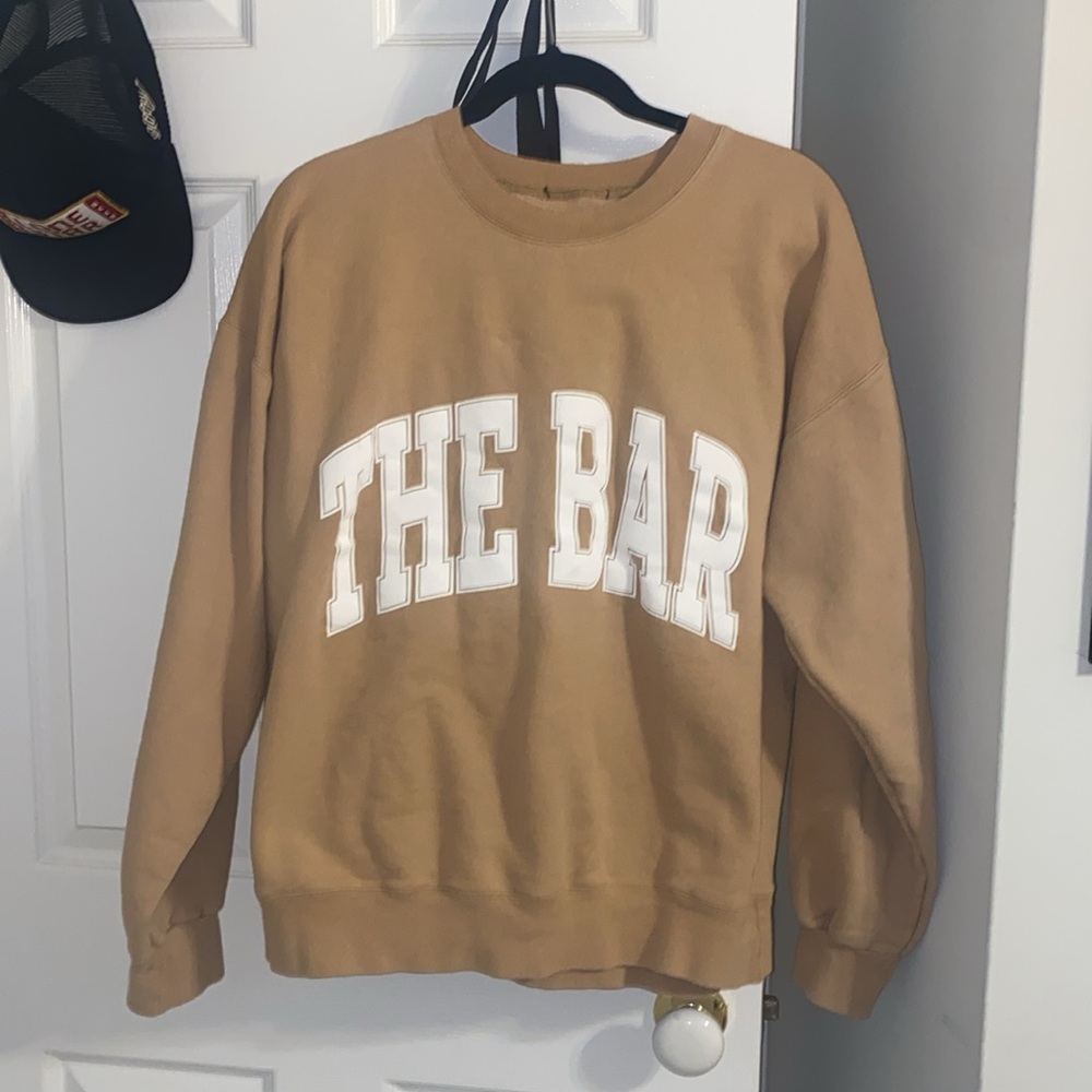 The Bar Tan Crew Neck Sweater Classic Style
